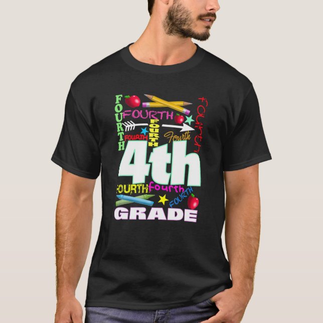 Fourth Grade Typography Back To School Team 4Th Gr T-Shirt (Front)