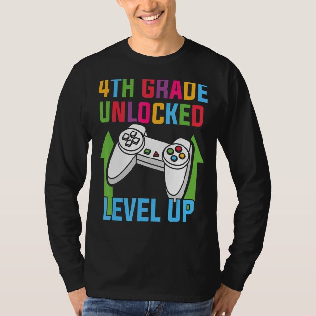 Fourth Grade Unlocked Level Up Gamer Cute 4th Grad T-Shirt (Front)