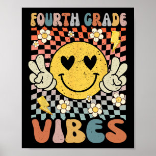 Fourth Grade Vibes 4th Grade Retro Teacher 1st Day Poster