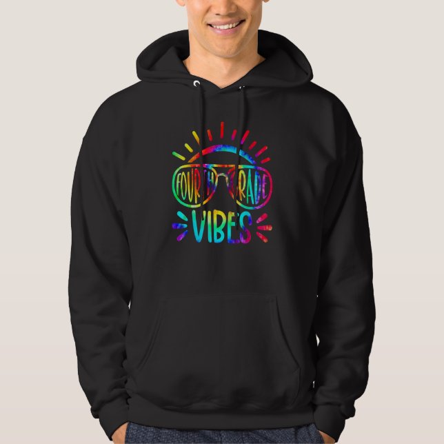 Fourth Grade Vibes First Day Back To School Tie Dy Hoodie (Front)
