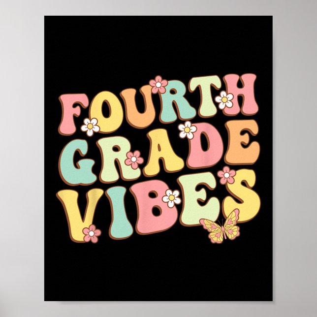 Fourth Grade Vibes Hello Team 4th Grade Teacher Ki Poster (Front)