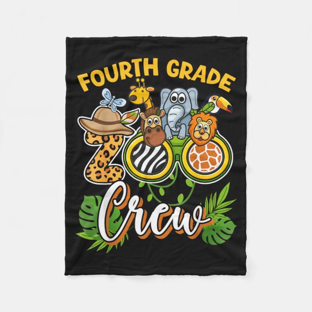 Fourth Grade Zoo Field Trip Squad Matching Fleece Blanket (Front)