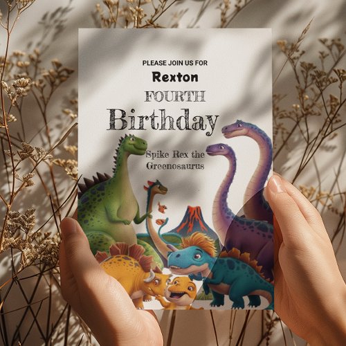 Fourth Kids Dinosaur Birthday Party invitations