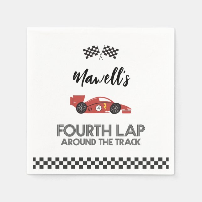 Fourth Lap Around the Track Race Car Birthday Napkins (Front)