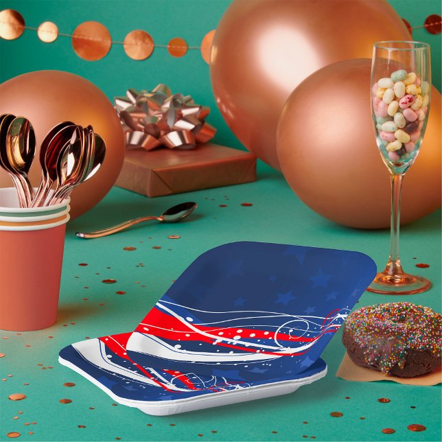 Fourth Of July Abstract Paper Plates (Creator Uploaded)