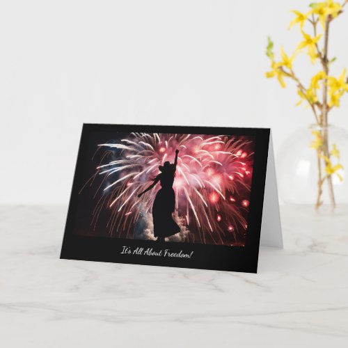 Fourth of July All About Freedom Happy Woman 4th Card