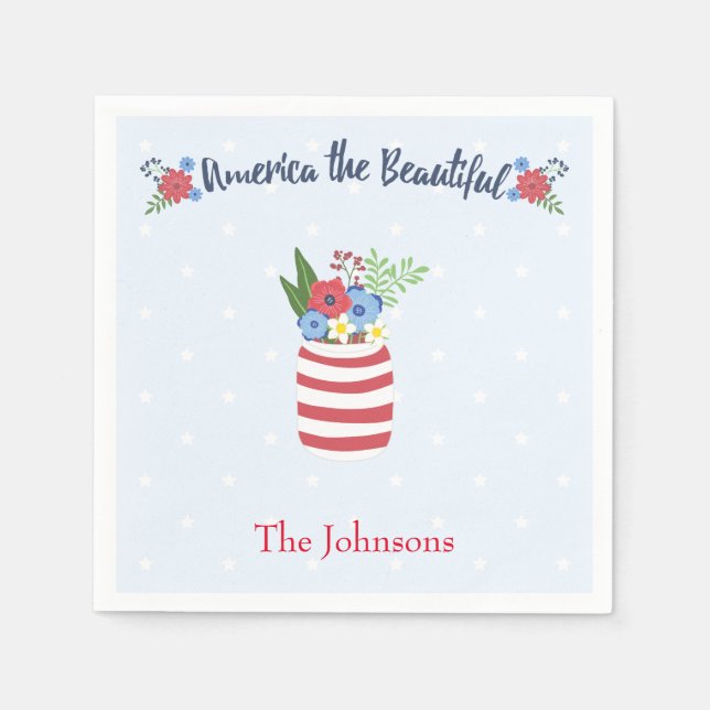 Fourth of July America the Beautiful Napkins (Front)