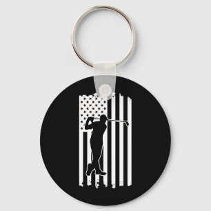 Fourth Of July American Flag Golf Course Sports An Keychain