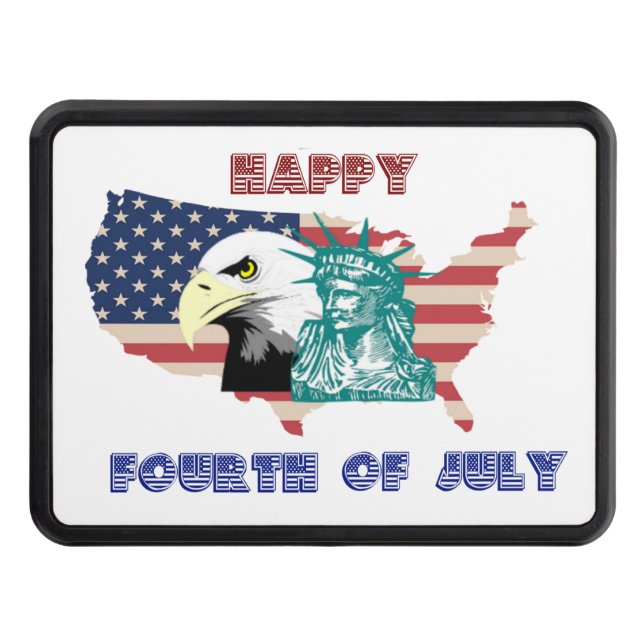 Fourth of July American Freedom Eagle Illustration Hitch Cover (Front)