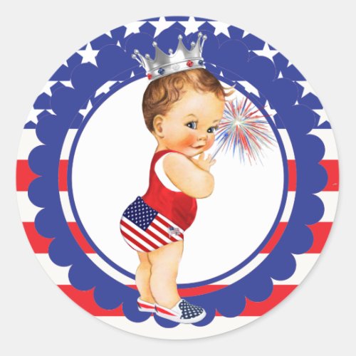 Fourth of July Baby Shower Sticker Vintage Baby