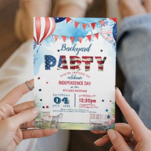 Fourth of July Backyard Party And Backyard Invitation