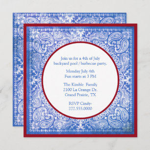 Fourth of July Bandana Party Invitation