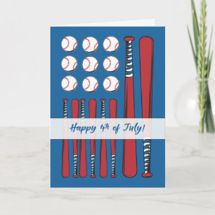 Fourth of July Baseball Flag Red White Blue Card