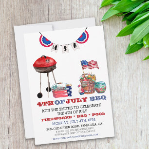 Fourth of July BBQ Independence day party Invitation