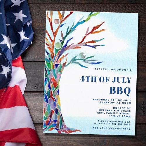 Fourth of July BBQ Invitation Postcard