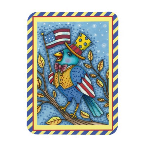FOURTH OF JULY BLUEBIRD TWEET AMERICAN FLAG Cute  Magnet