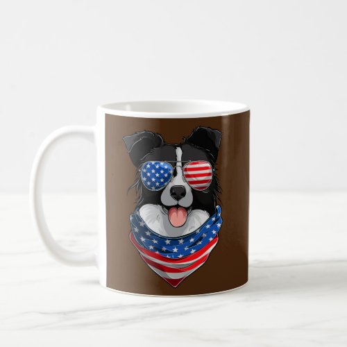 Fourth Of July Border Collie Dog American Flag Coffee Mug