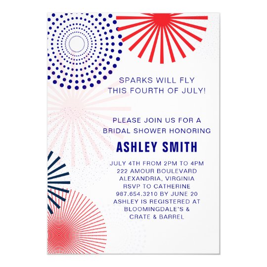 Fourth of July Bridal Shower Invitation for July 4