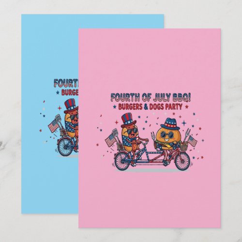 Fourth of July Burgers &amp; Dogs Party Invitation