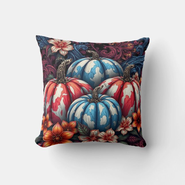 Fourth Of July Camo Pumpkins Throw Pillow (Front)