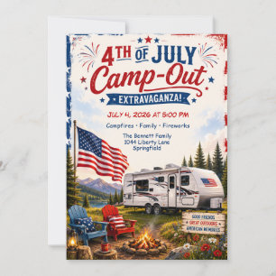 Fourth of July Campout - Patriotic RV Camping WE Invitation