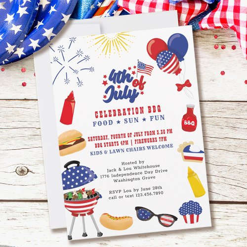 Fourth of July Celebration Backyard BBQ  Invitation
