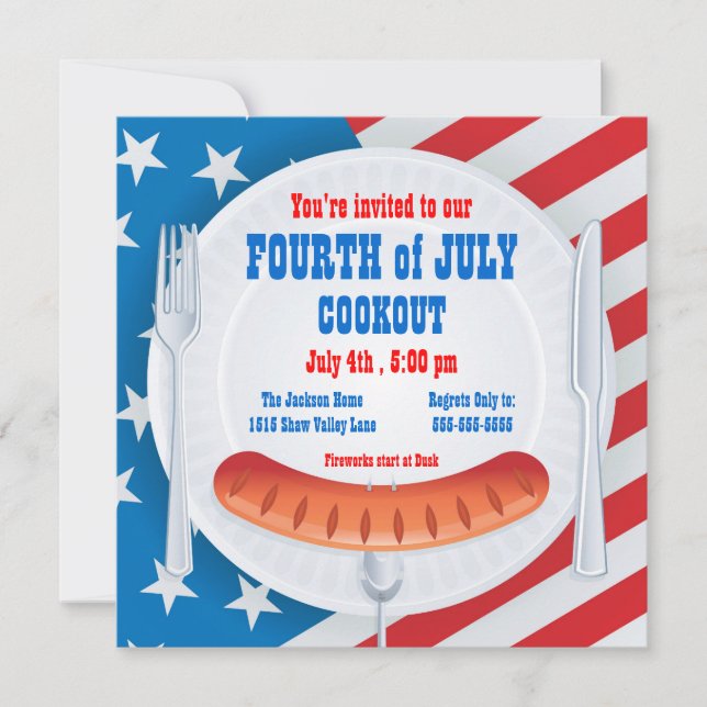 Fourth of July Cookout Invitation (Front)