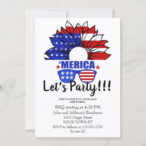 Fourth of JULY  cool and simple Invitation