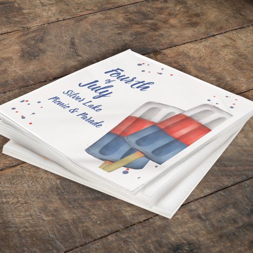 Fourth of July Cute Whimsical Popsicle Watercolor Napkins