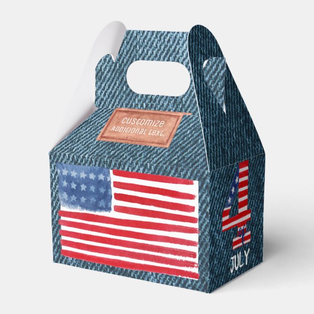 Fourth Of July Denim Blue Favor Box (Front Side)
