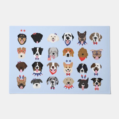 Fourth Of July Dog Faces Doormat