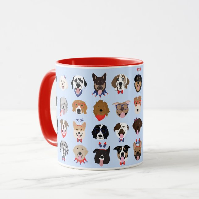 Fourth Of July Dog Faces Mug (Front Left)