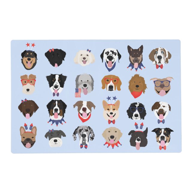 Fourth Of July Dog Faces Placemat (Front)