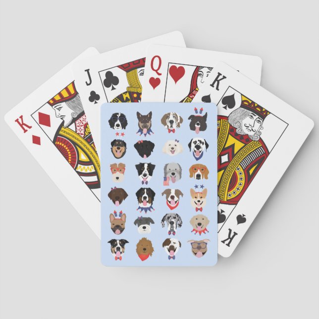 Fourth Of July Dog Faces Poker Cards (Back)