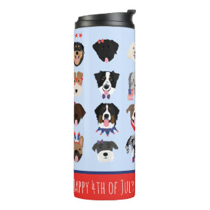 Fourth Of July Dog Faces Thermal Tumbler