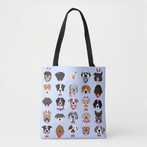 Fourth Of July Dog Faces Tote Bag