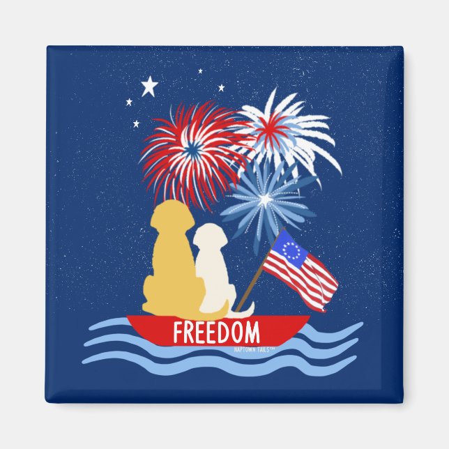 Fourth of July Dogs at Fireworks Magnet (Front)