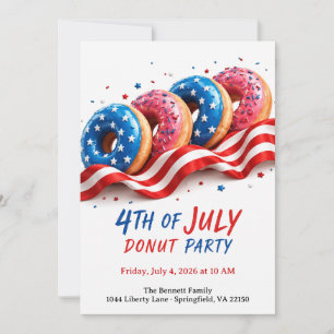 Fourth of July Donut Party - Patriotic Donuts Invitation