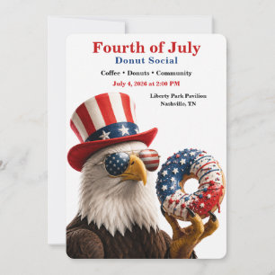Fourth of July Donut Social - Red White and blue Invitation