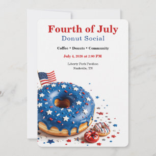 Fourth of July Donut Social - Red White and blue Invitation