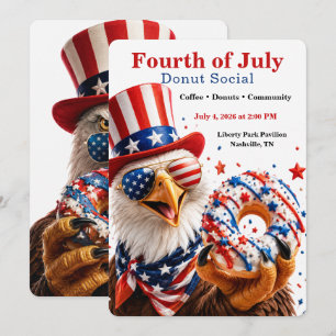 Fourth of July Donut Social - Red White and blue Invitation