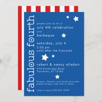 Fourth Of July | Fabulous Fourth Patriotic Invitation by keyandcompass at Zazzle