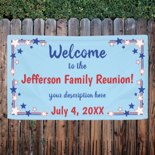 Fourth of July Family Reunion Red White Blue  Banner