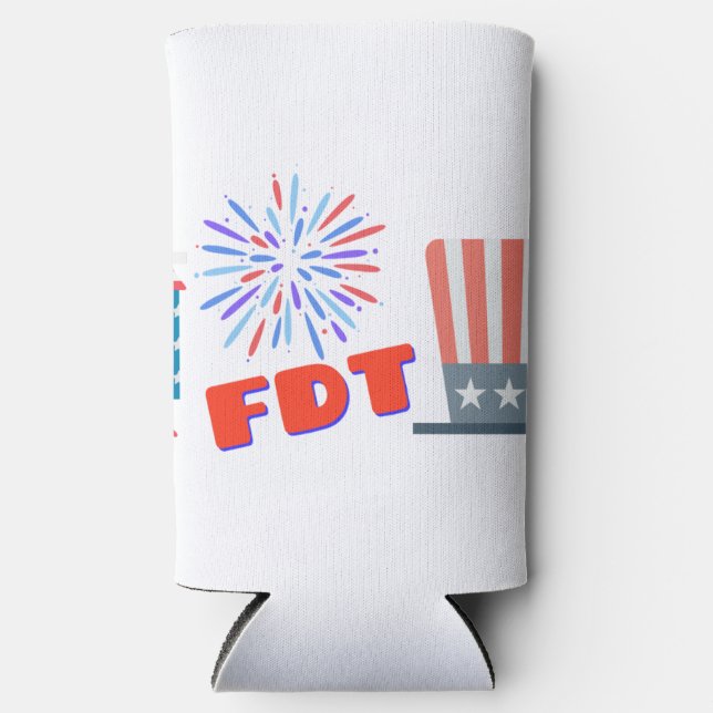 Fourth of July FDT Foxtrot Delta Tango  Seltzer Can Cooler (Front)