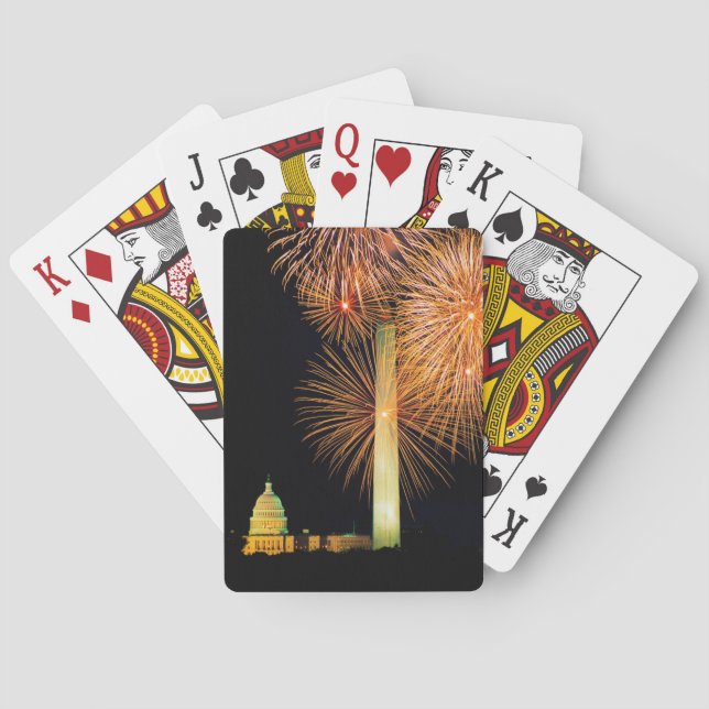 Fourth of July, Firework Display, Skyline Poker Cards (Back)
