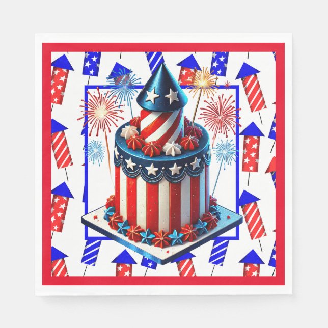 Fourth Of July Fireworks Napkins (Front)