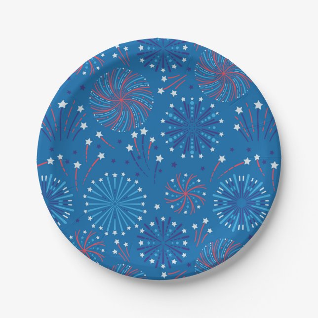 Fourth of July Fireworks  Paper Plates (Front)