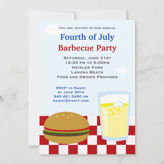 Fourth of July Fireworks Party Invitation (Front)