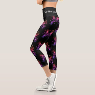Fourth of July Fireworks Quote Capri Leggings