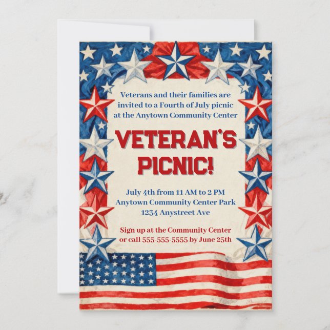 Fourth of July Flag Invitation (Front)